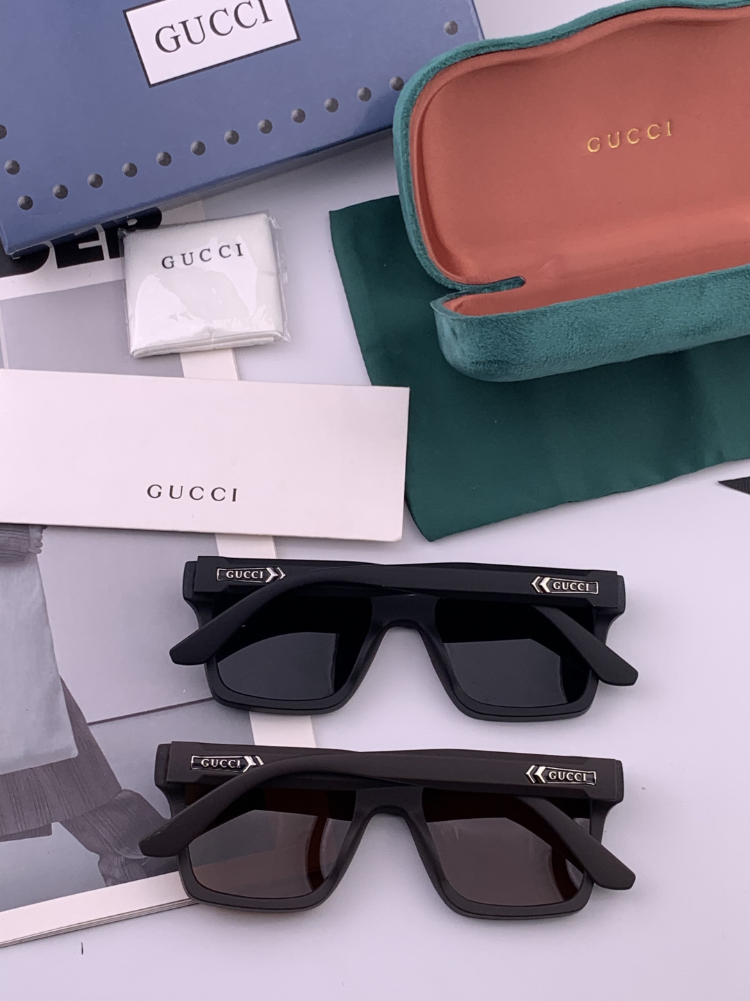 🔺 【GUCCI-偏光太阳镜】开春新款 潮流爆款 时尚方框偏光太阳镜 高品质 佩戴舒适 网红潮款墨镜 女