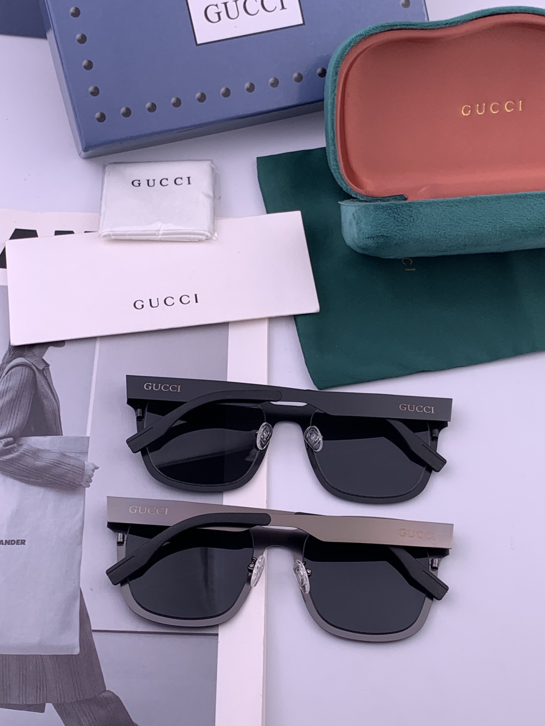 GUCCI 男款炫彩飞行员偏光太阳镜 ❤️材质：高清尼龙加厚卡槽高清偏光镜片 🌹无边框镜架💕颜👍型号：G