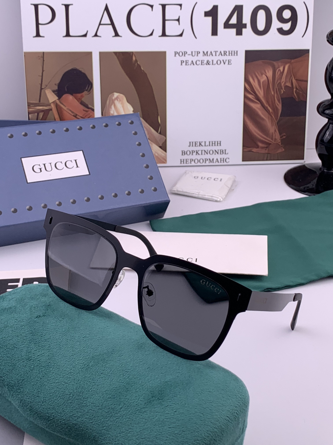 GUCCI 男款炫彩飞行员偏光太阳镜 ❤️材质：高清尼龙加厚卡槽高清偏光镜片 🌹无边框镜架💕颜👍型号：G