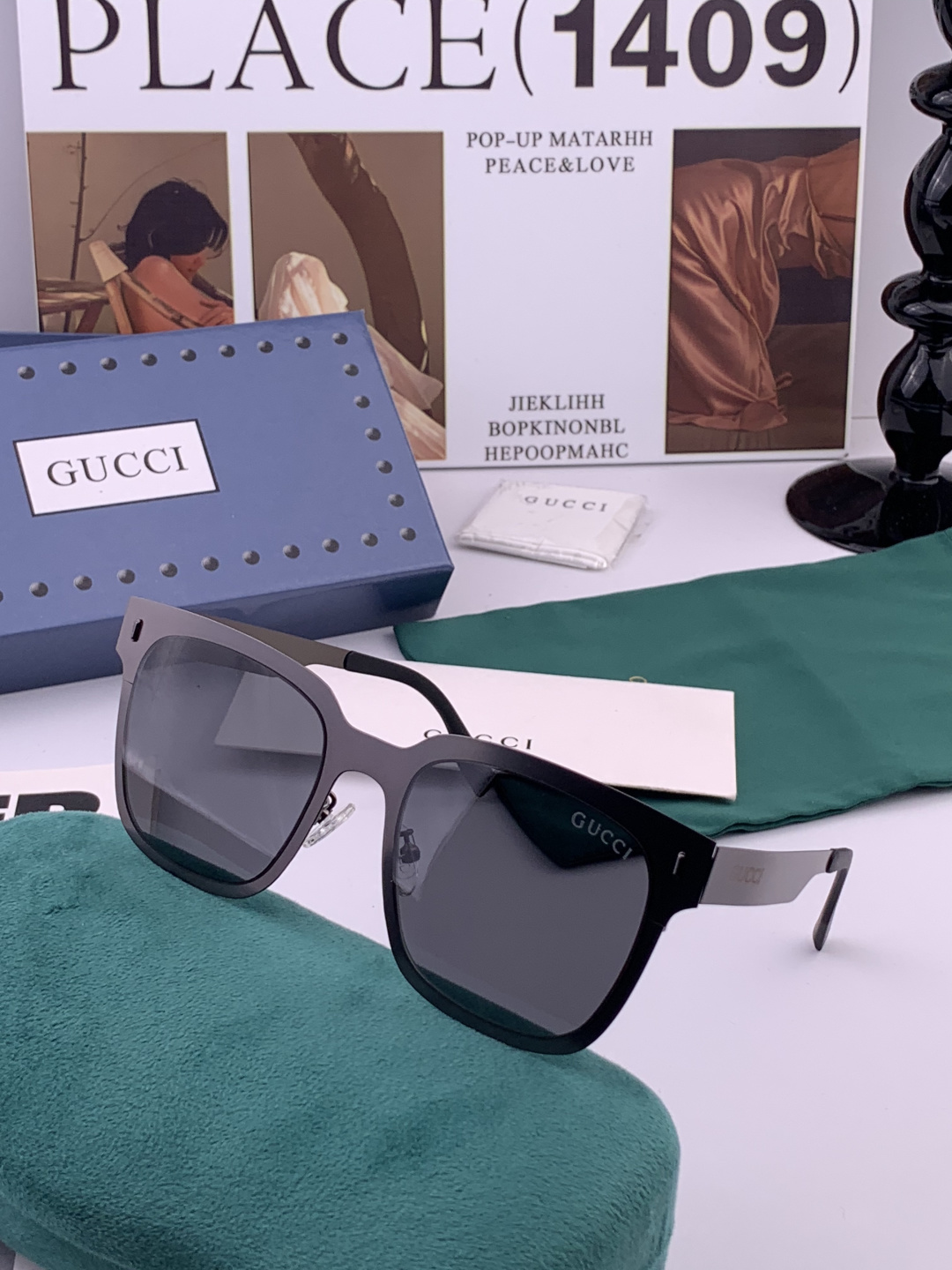 GUCCI 男款炫彩飞行员偏光太阳镜 ❤️材质：高清尼龙加厚卡槽高清偏光镜片 🌹无边框镜架💕颜👍型号：G