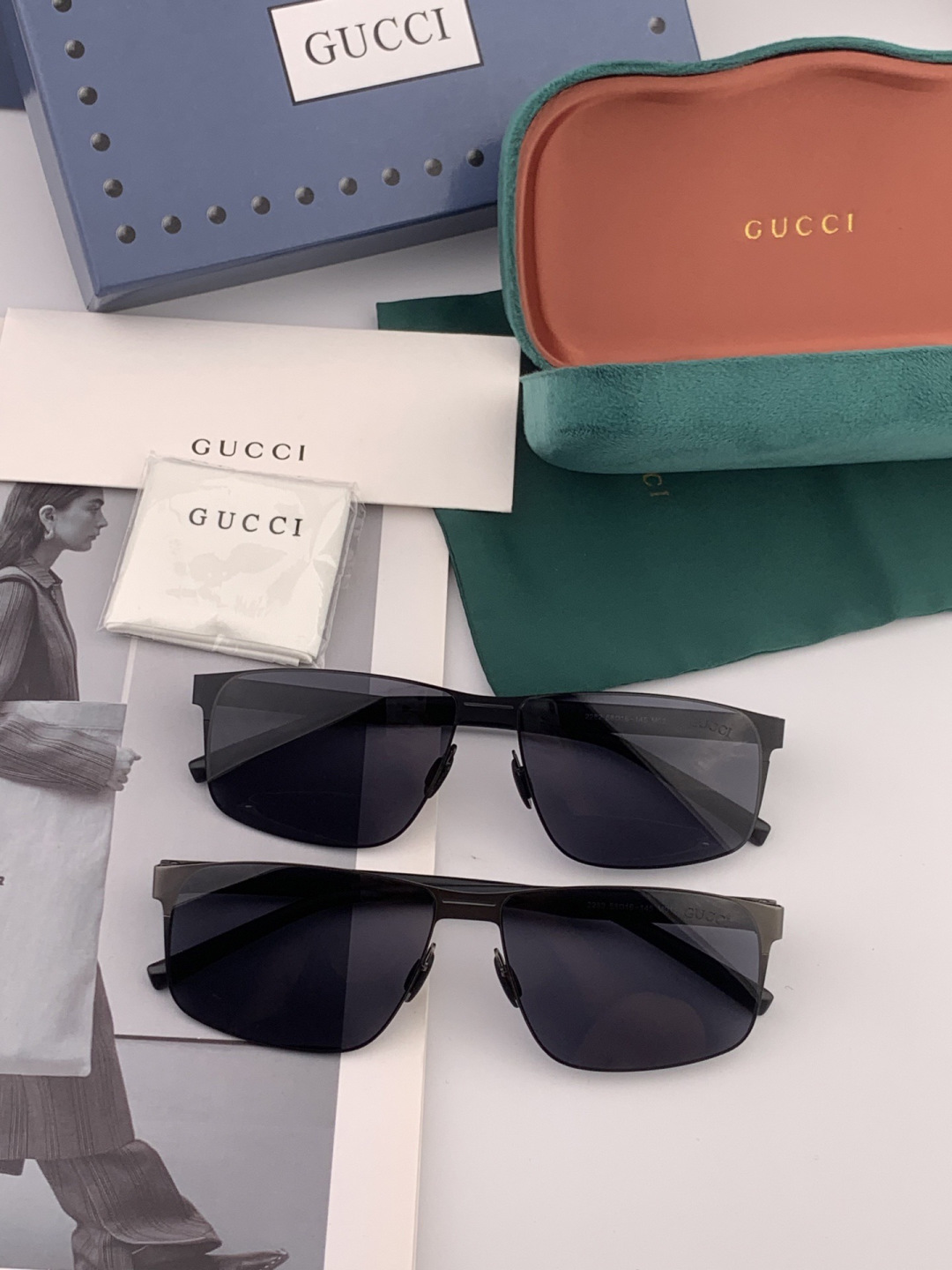 GUCCI 男款炫彩飞行员偏光太阳镜 ❤️材质：高清尼龙加厚卡槽高清偏光镜片 🌹无边框镜架💕颜👍型号：G