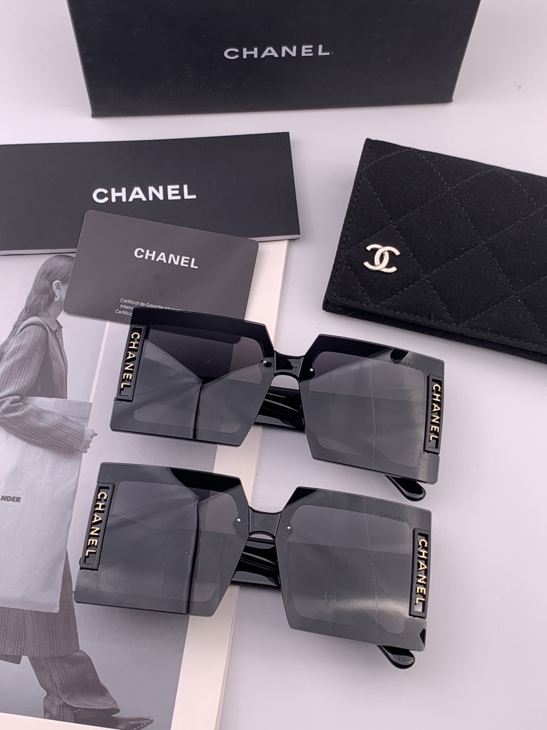 【CHANEL】香奈儿 新款潮流爆款 时尚方框太阳镜 佩戴舒适 网红潮款墨镜 女士高清加厚偏光太阳镜🕶️