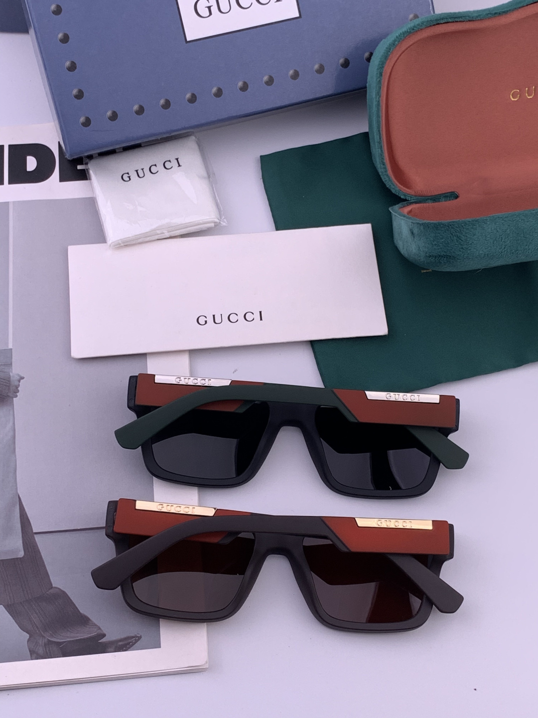 🔺 【GUCCI-偏光太阳镜】开春新款 潮流爆款 时尚方框偏光太阳镜 高品质 佩戴舒适 网红潮款墨镜 女