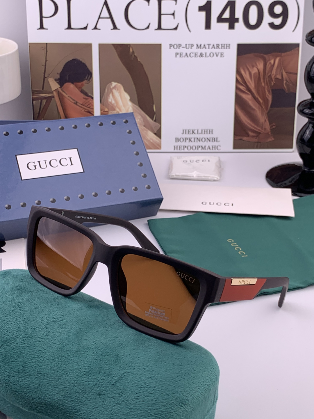 🔺 【GUCCI-偏光太阳镜】开春新款 潮流爆款 时尚方框偏光太阳镜 高品质 佩戴舒适 网红潮款墨镜 女