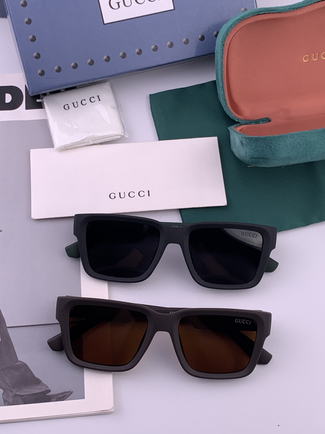 🔺 【GUCCI-偏光太阳镜】开春新款 潮流爆款 时尚方框偏光太阳镜 高品质 佩戴舒适 网红潮款墨镜 女