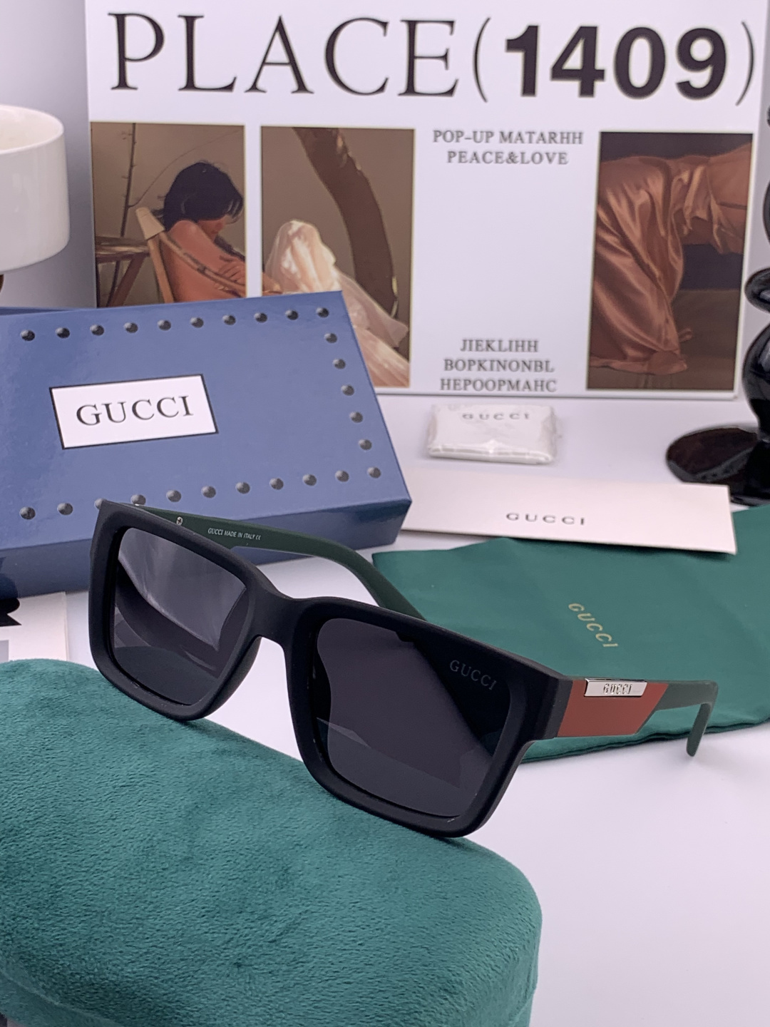 🔺 【GUCCI-偏光太阳镜】开春新款 潮流爆款 时尚方框偏光太阳镜 高品质 佩戴舒适 网红潮款墨镜 女