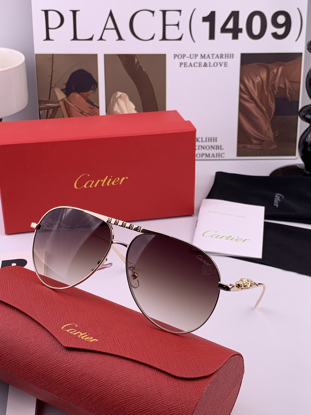 【卡地亚-cartier】 时尚高贵 很美手工🔝🔝高端品质 男女通用太阳眼镜 经典之作 有分量有质感的一