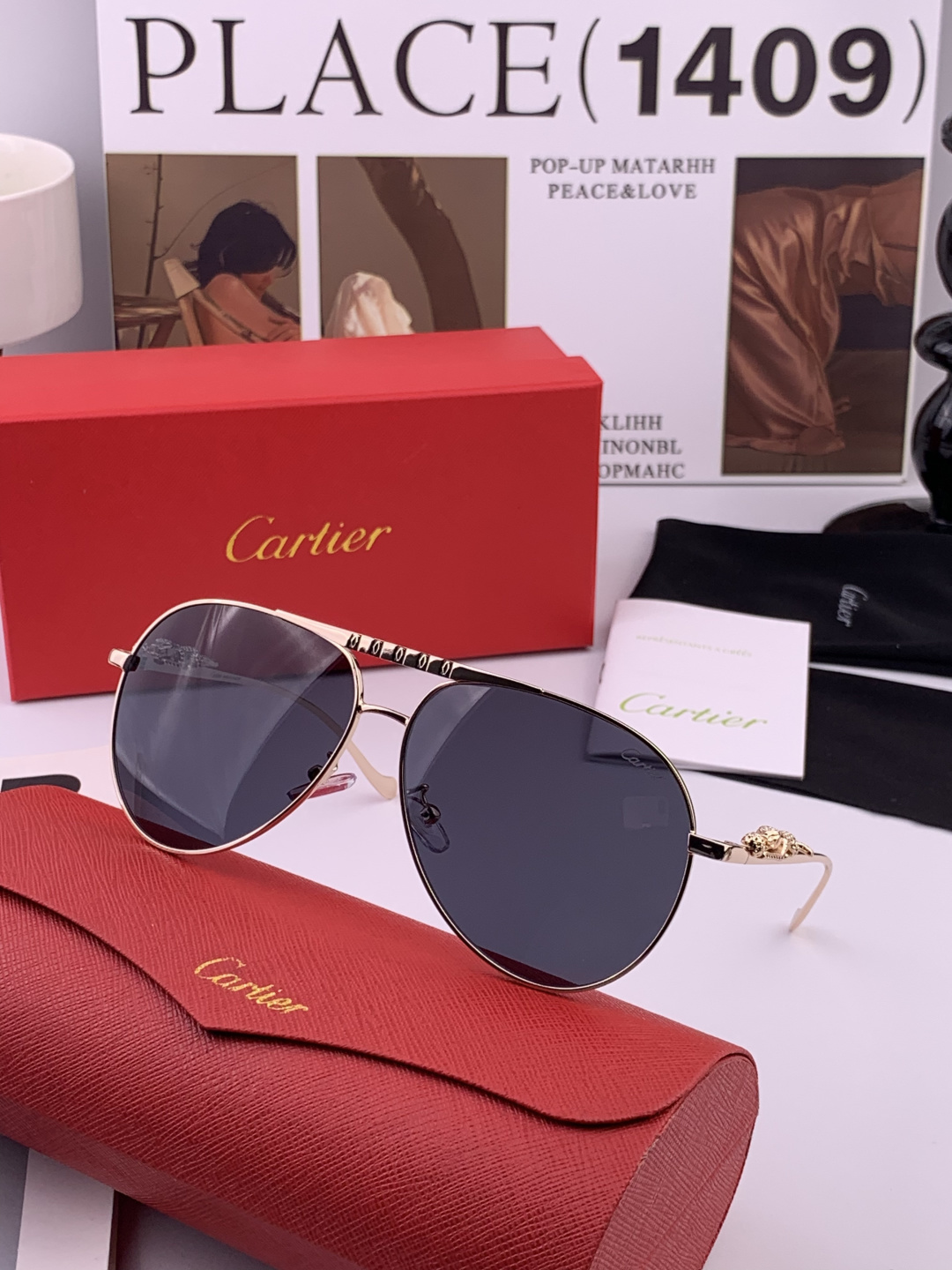 【卡地亚-cartier】 时尚高贵 很美手工🔝🔝高端品质 男女通用太阳眼镜 经典之作 有分量有质感的一