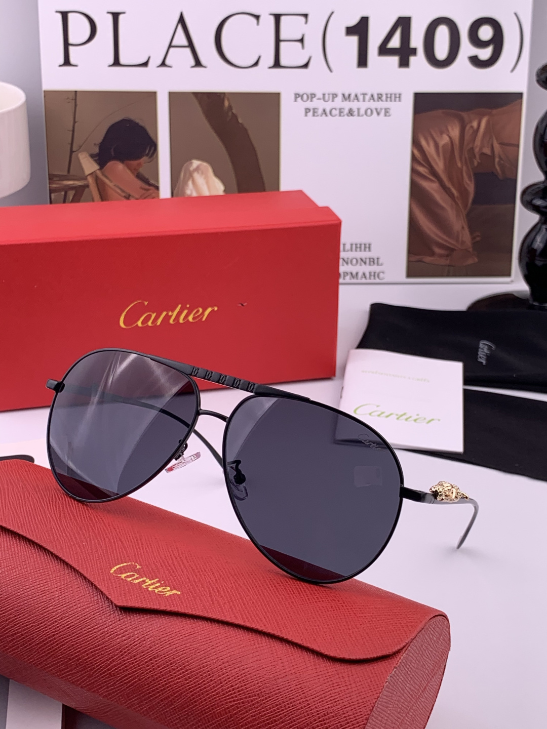 【卡地亚-cartier】 时尚高贵 很美手工🔝🔝高端品质 男女通用太阳眼镜 经典之作 有分量有质感的一