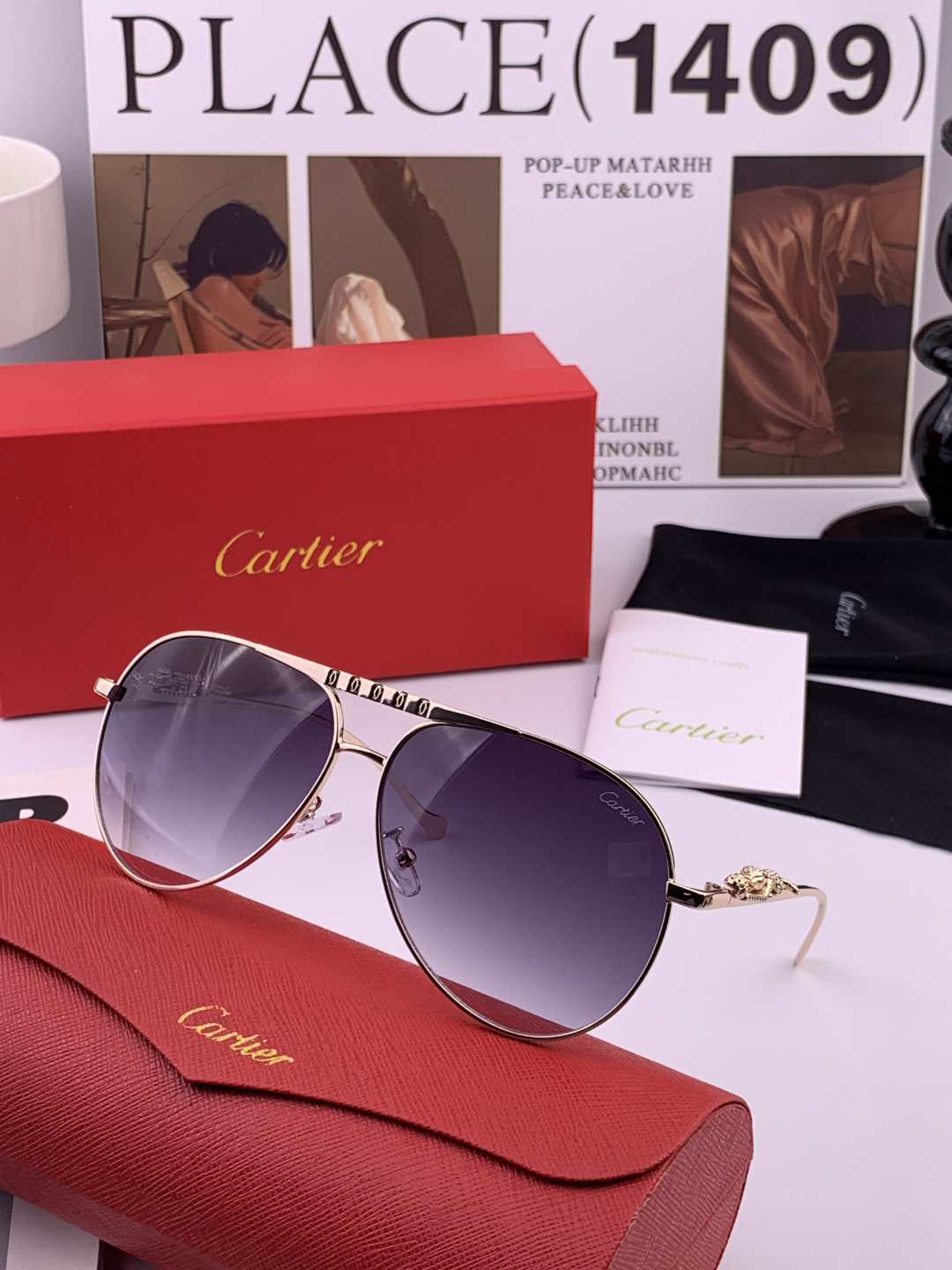 【卡地亚-cartier】 时尚高贵 很美手工🔝🔝高端品质 男女通用太阳眼镜 经典之作 有分量有质感的一