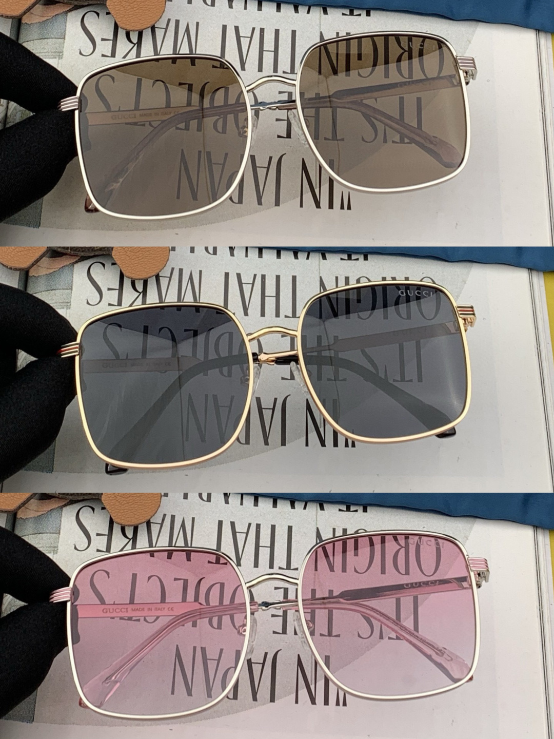 GUCCI 开春新款 最新款方框太阳镜 各路网红纷纷带起气场满分‼️ 俏皮甜美.上脸效果更佳.金属质感超