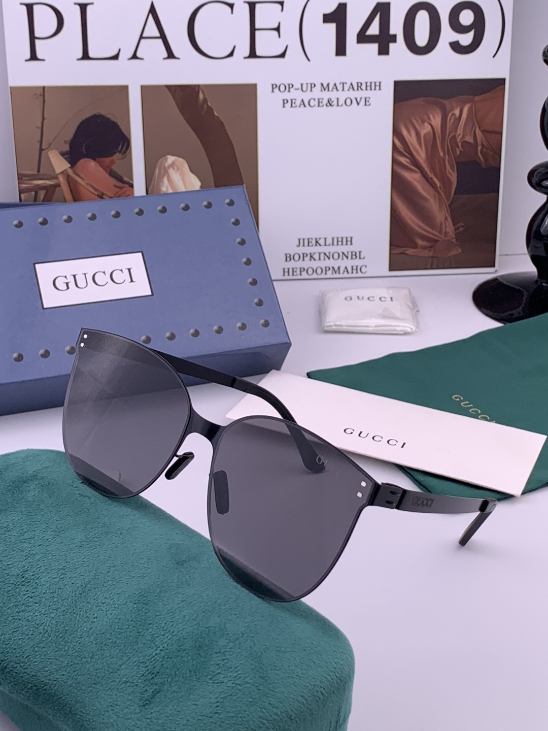 ♦️ GUCCI 新款男女情侣款太阳镜iP电镀永不褪色 超轻超有弹性整幅眼镜无螺丝重要的是压不坏 高清尼