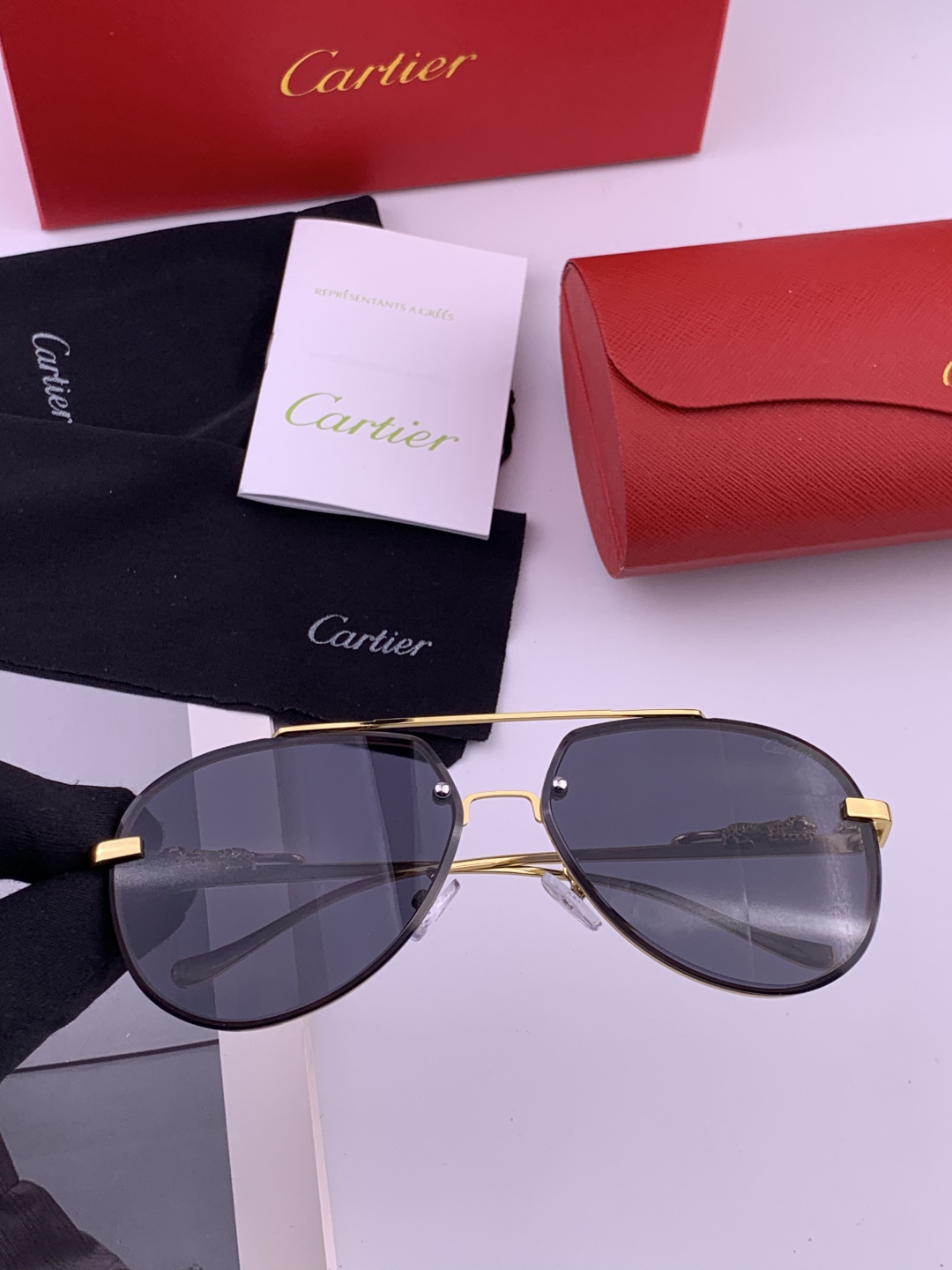 【卡地亚-cartier】 时尚高贵 很美手工🔝🔝高端品质 男女通用太阳眼镜 经典之作 有分量有质感的一
