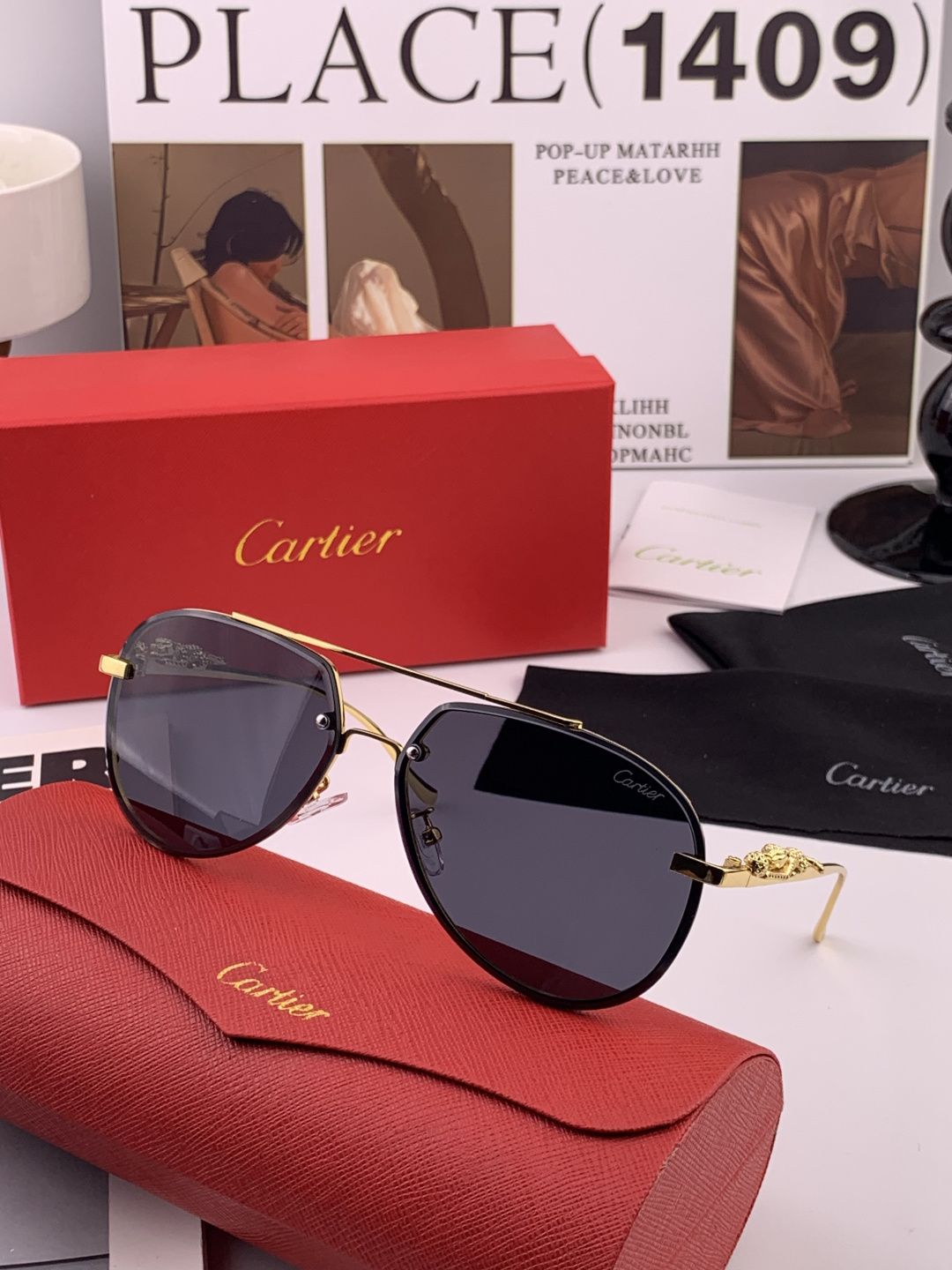【卡地亚-cartier】 时尚高贵 很美手工🔝🔝高端品质 男女通用太阳眼镜 经典之作 有分量有质感的一