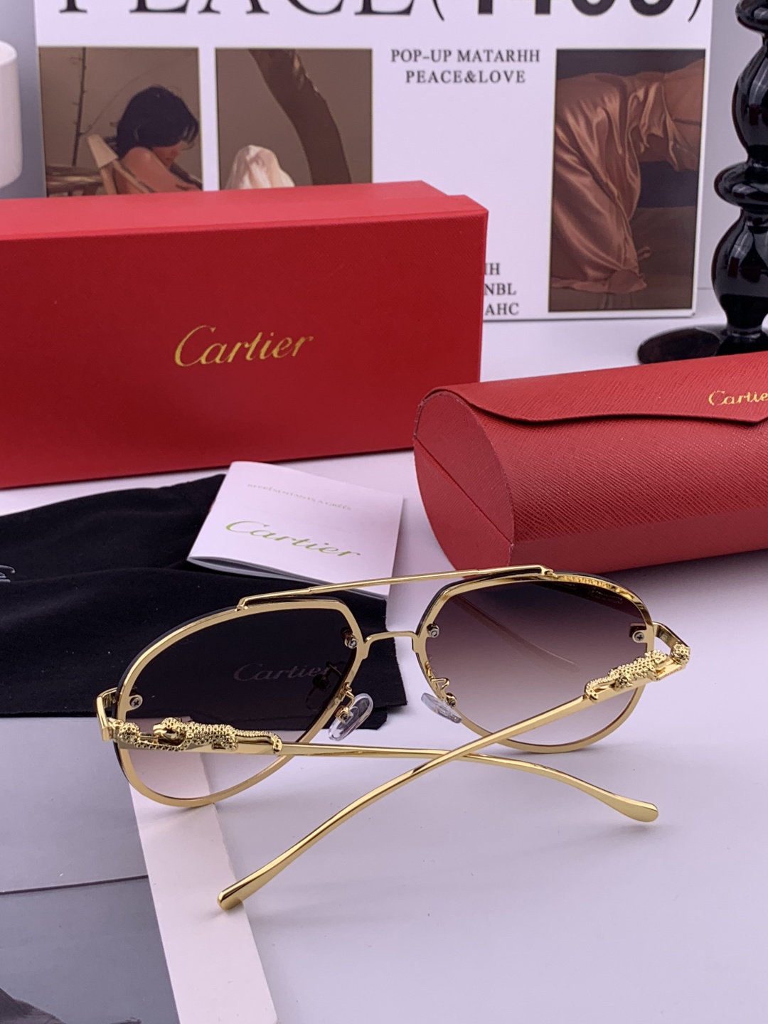 【卡地亚-cartier】 时尚高贵 很美手工🔝🔝高端品质 男女通用太阳眼镜 经典之作 有分量有质感的一