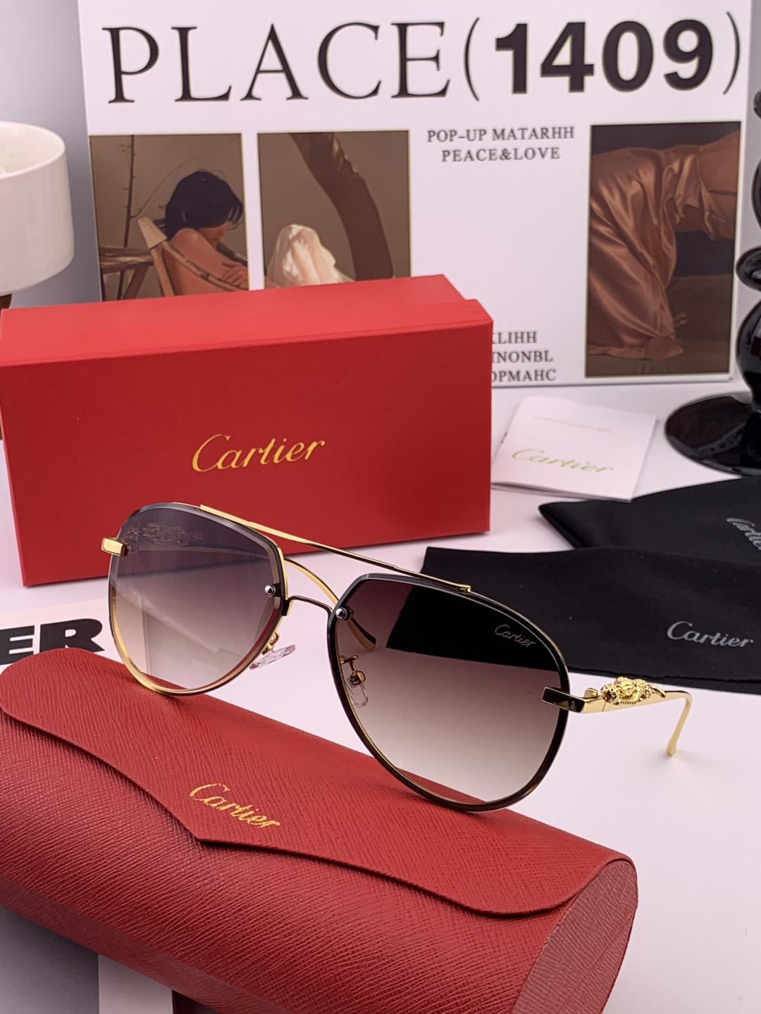 【卡地亚-cartier】 时尚高贵 很美手工🔝🔝高端品质 男女通用太阳眼镜 经典之作 有分量有质感的一