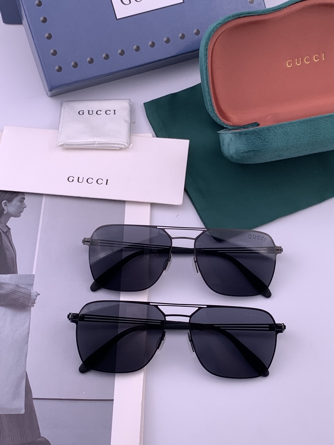 ♦️ GUCCI 新款男女情侣款太阳镜iP电镀永不褪色 超轻超有弹性整幅眼镜无螺丝重要的是压不坏 高清尼