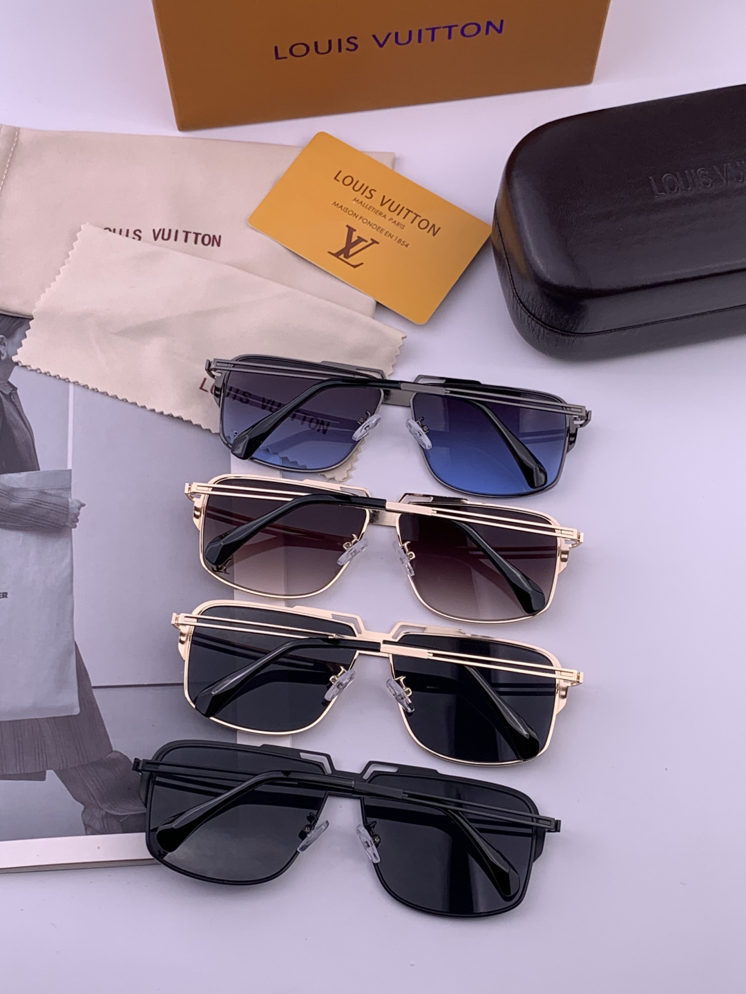 LV。高品质男女款”太阳镜。 开车钓鱼都可。百搭显瘦墨镜韩版男士飞行员大框司机开车防紫外线太阳镜，型号：