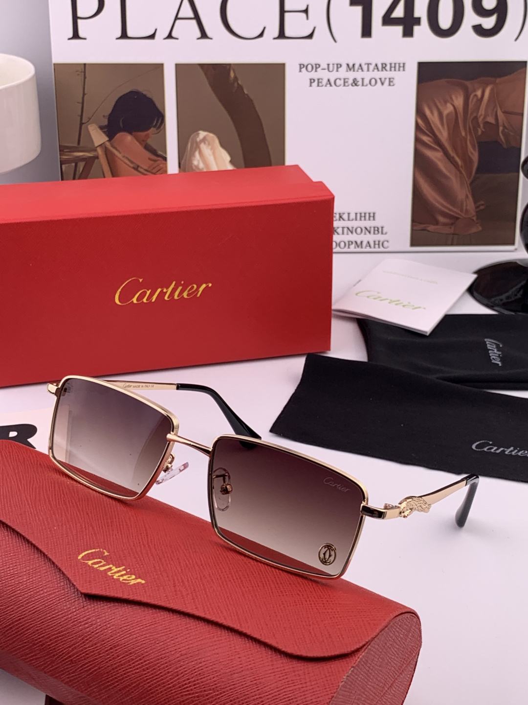 【卡地亚-cartier】 时尚高贵 很美手工🔝🔝高端品质 男女通用太阳眼镜 经典之作 有分量有质感的一