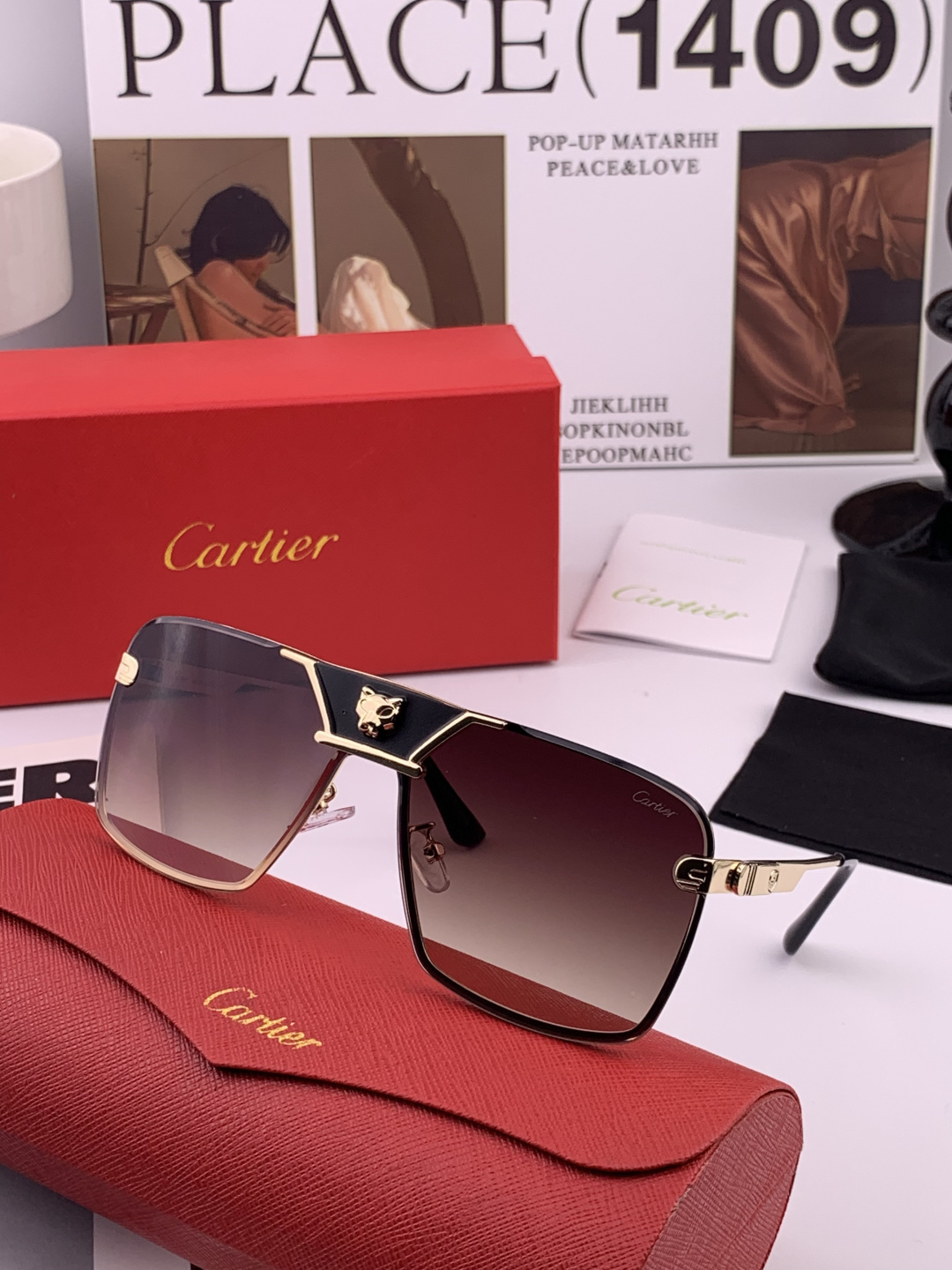 【卡地亚-cartier】 时尚高贵 很美手工🔝🔝高端品质 男女通用太阳眼镜 经典之作 有分量有质感的一