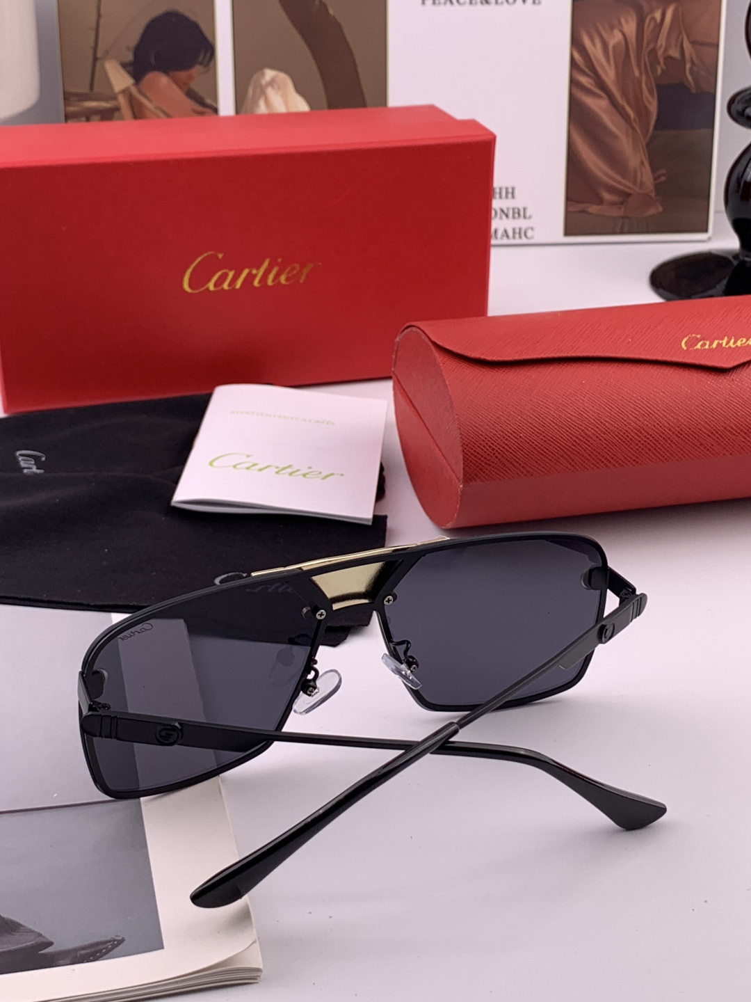 【卡地亚-cartier】 时尚高贵 很美手工🔝🔝高端品质 男女通用太阳眼镜 经典之作 有分量有质感的一