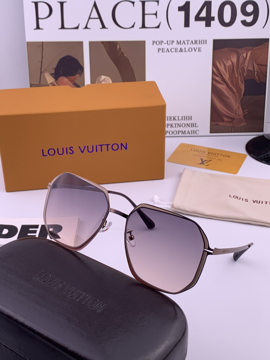 Lv 。 高品质男女款墨镜 👍 尼龙偏光镜片 。 开车钓鱼都可 。百搭显瘦墨镜韩版大框司机开车防紫外线太