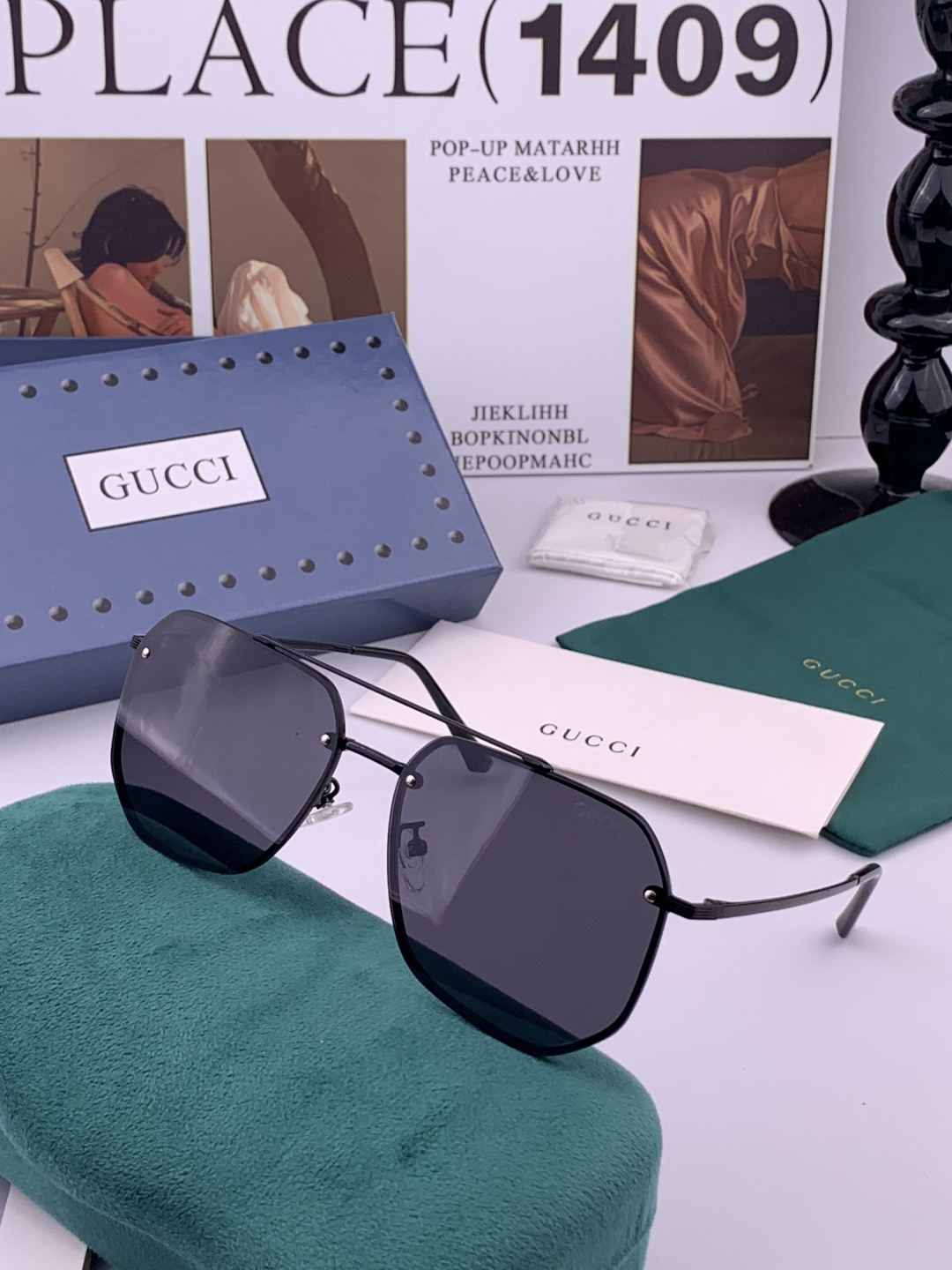 GUCCI 官网同步。 高品质男女款墨镜 👍 进口宝丽来偏光镜片 。蛤蟆镜 开车钓鱼都可 。型号：G03