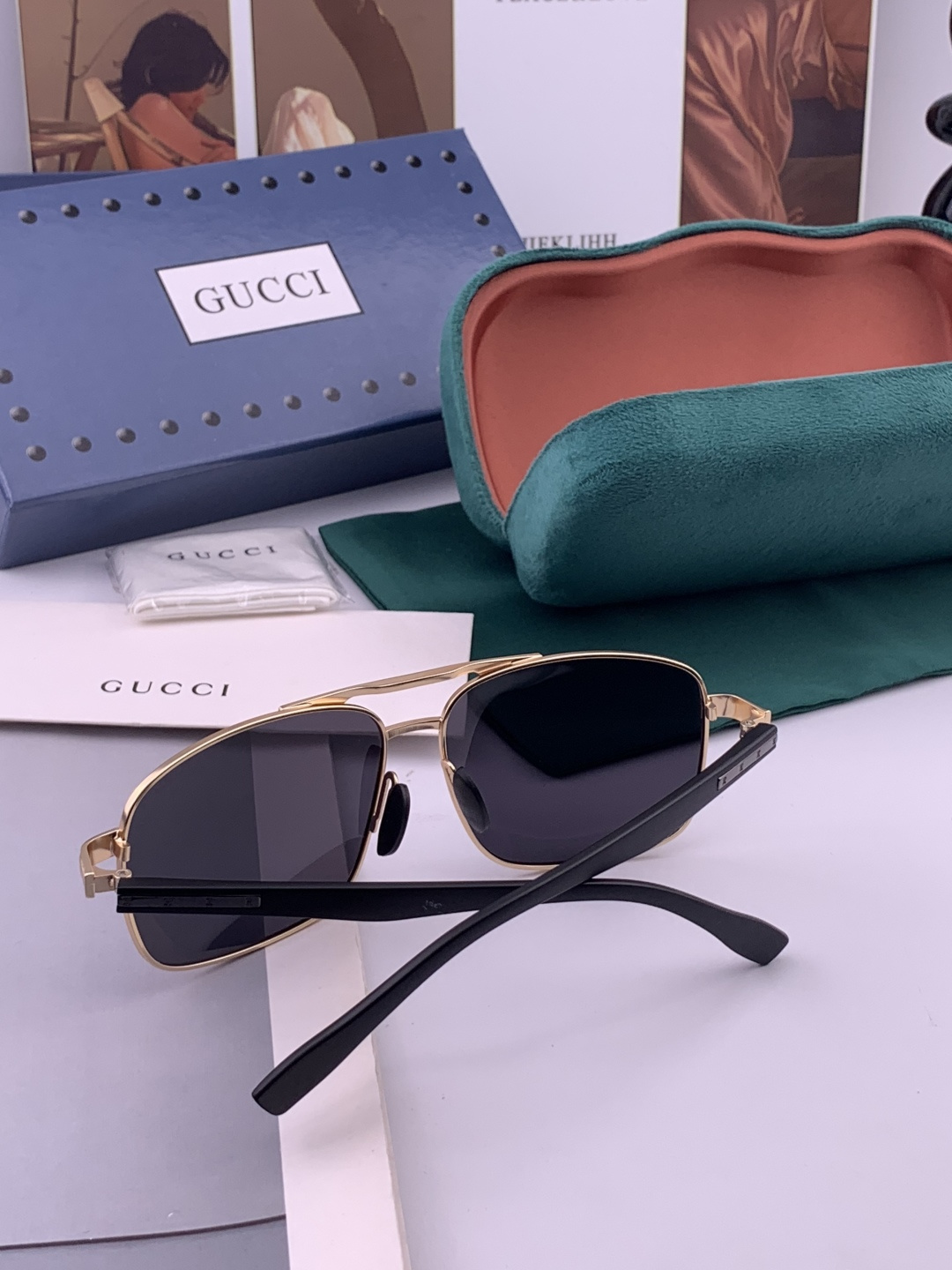 GUCCI。 高品质男女款墨镜 👍 进口宝丽来偏光镜片 。 开车钓鱼都可 。百搭显瘦墨镜韩版男士飞行员大