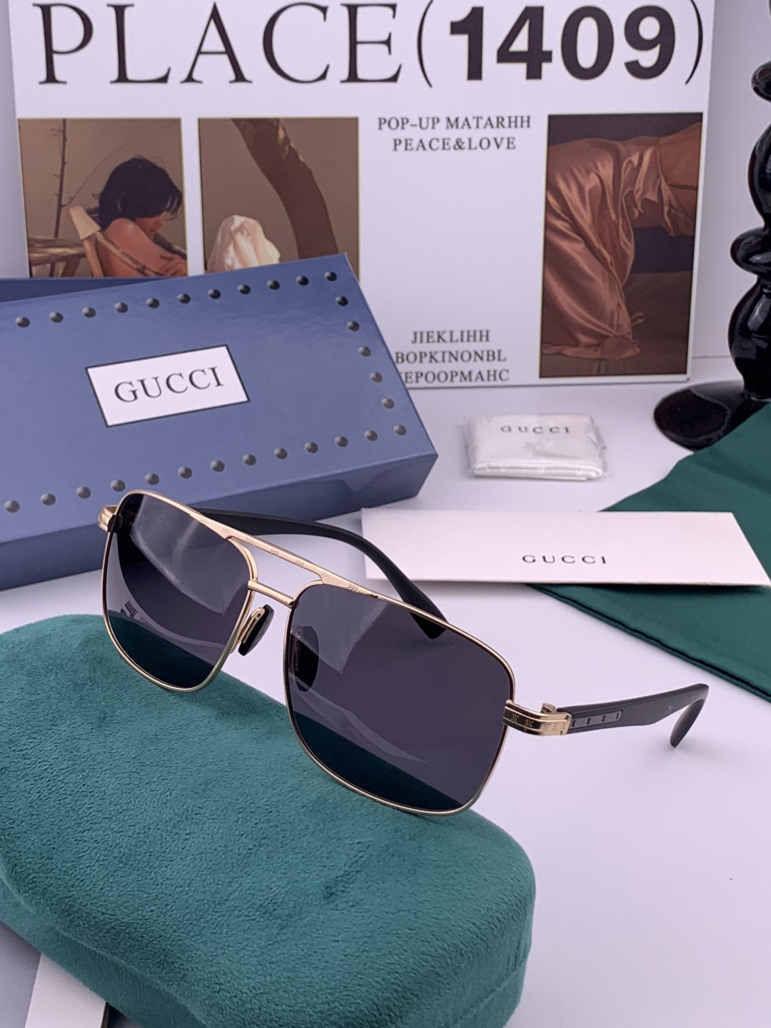 GUCCI。 高品质男女款墨镜 👍 进口宝丽来偏光镜片 。 开车钓鱼都可 。百搭显瘦墨镜韩版男士飞行员大