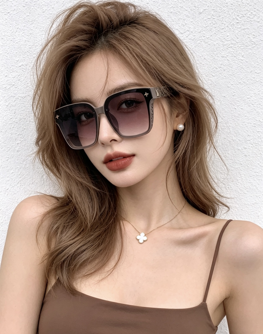 LV 新款女士方框太阳眼镜 开车墨镜 新款太阳镜 时尚大方 舒适轻盈 精致奢华 超轻 型号：L2132