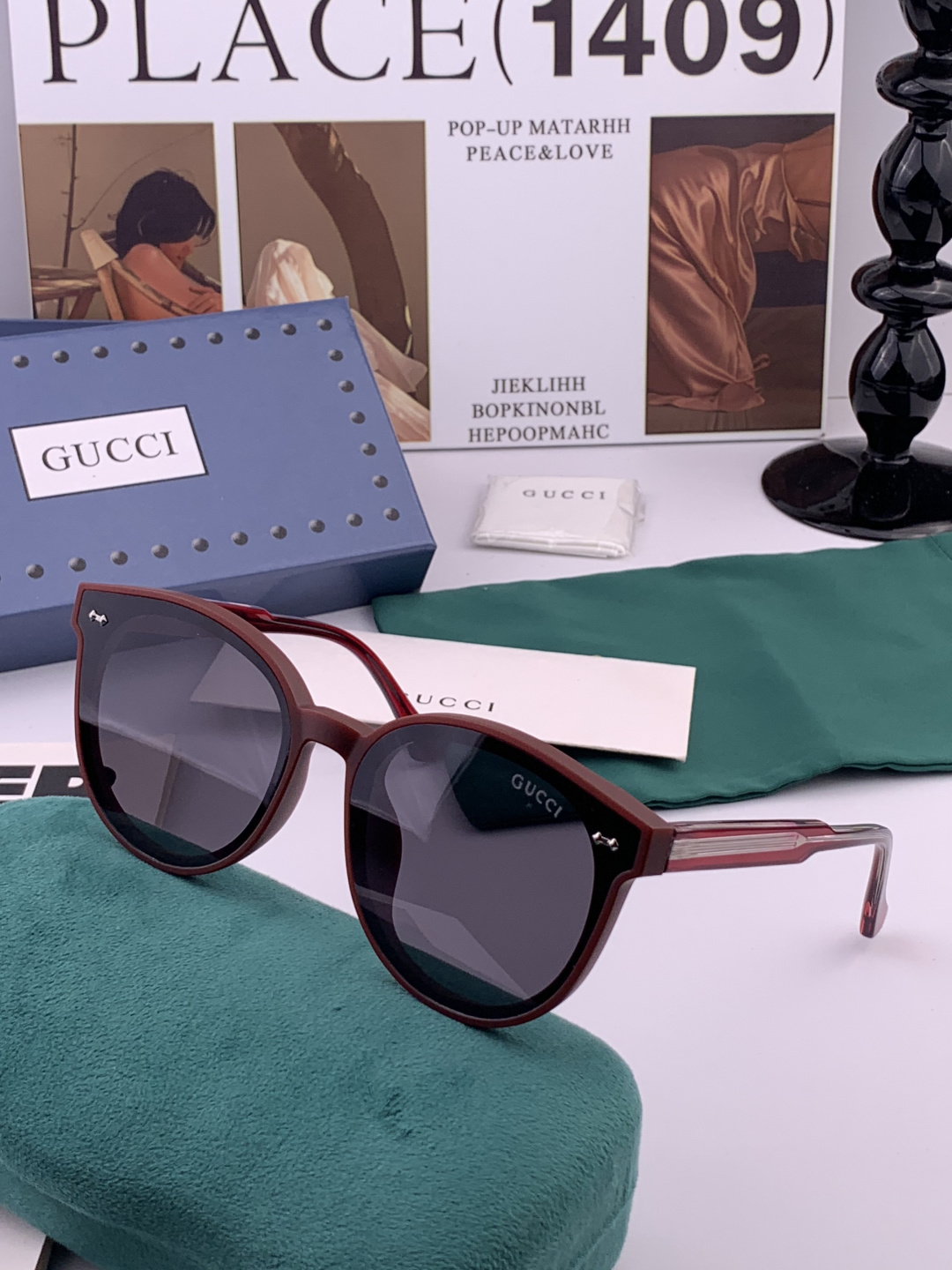 GUCCI 新款尼龙偏光太眼镜，情侣款时尚方框太阳镜佩戴舒适网红潮流款墨镜，大气女人范儿，大脸小脸都好看