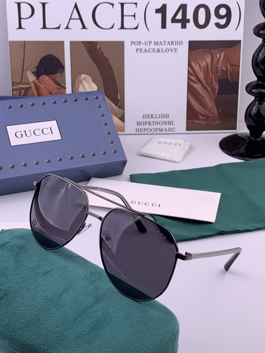 GUCCI-新款情侣款偏光太阳镜、完美品质，独特设计 高品质 高档哑色男仕太阳镜铝镁材质的镜架超轻还防汗