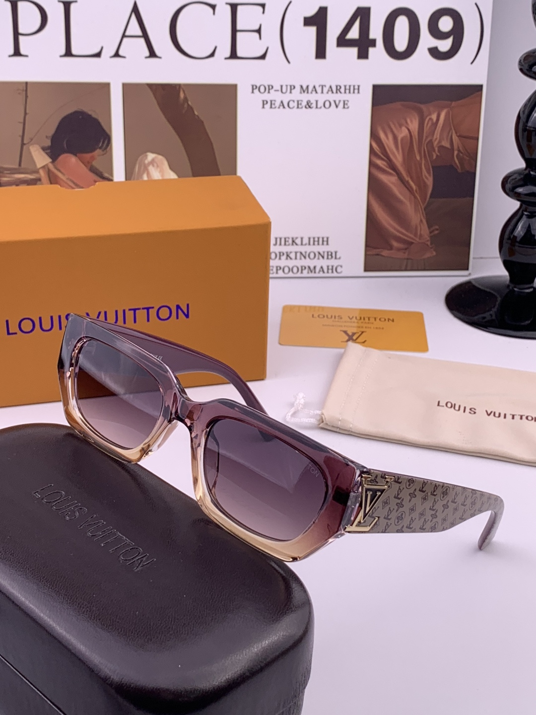 LV 开春新款 潮流爆款 时尚方框太阳镜 高品质 佩戴舒适 网红潮款墨镜 型号L4232