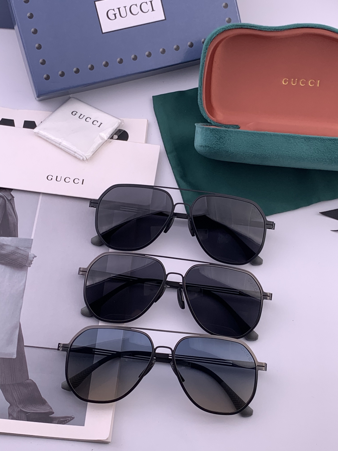Gucci 春夏新款超轻无螺丝压不坏系列情侣款太阳镜高清尼龙镜片🦅完美品质，适合各种脸型，经典太阳镜亮相