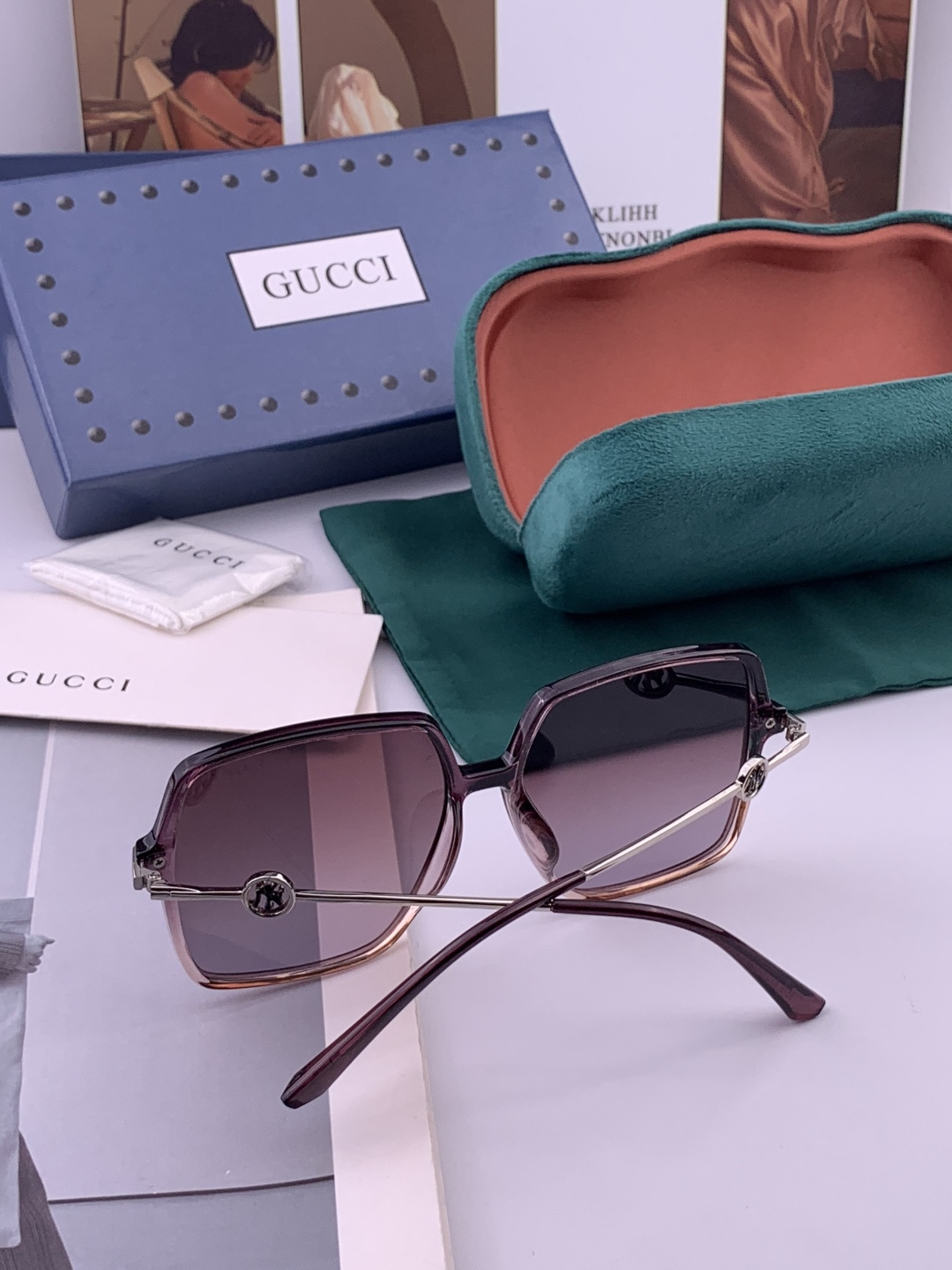 【偏光系列】Gucci 经典的方框设计，不挑脸型，无论搭配大衣还是连衣裙都非常显气质尼龙偏光镜片预防紫外