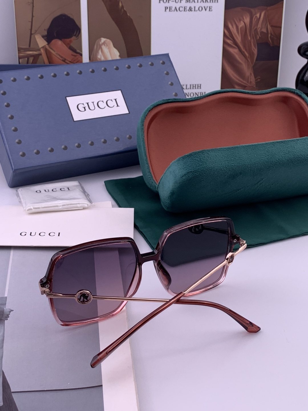 【偏光系列】Gucci 经典的方框设计，不挑脸型，无论搭配大衣还是连衣裙都非常显气质尼龙偏光镜片预防紫外