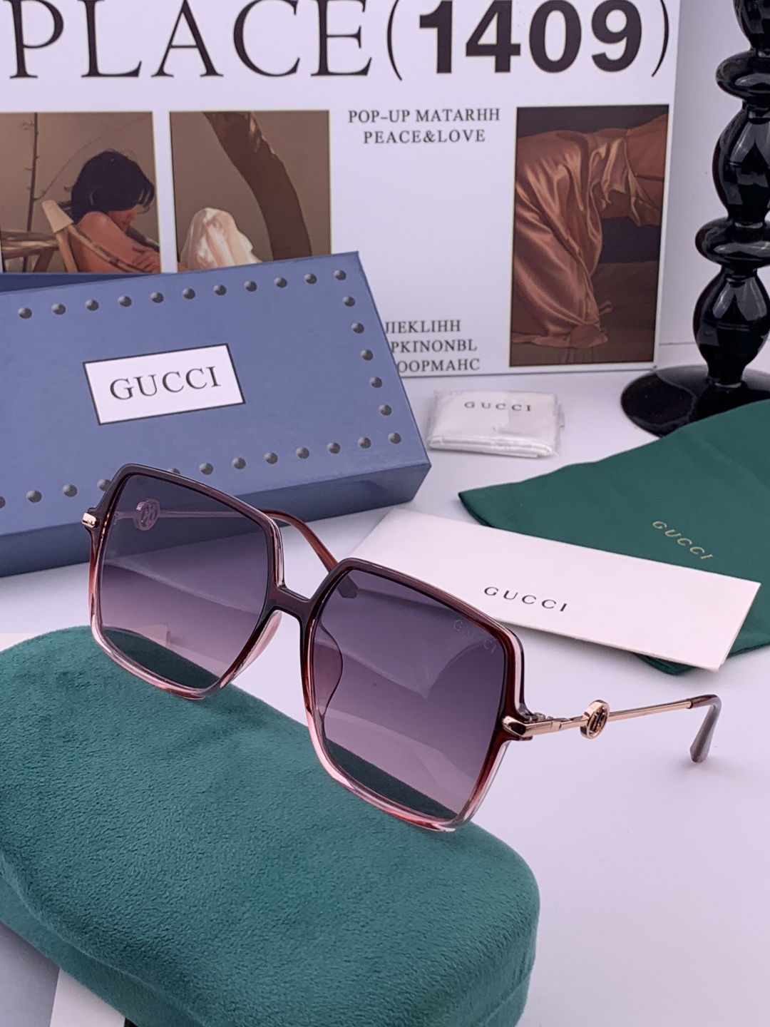 【偏光系列】Gucci 经典的方框设计，不挑脸型，无论搭配大衣还是连衣裙都非常显气质尼龙偏光镜片预防紫外