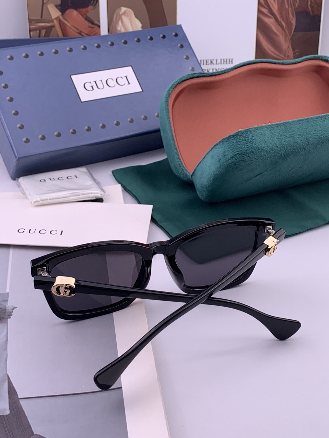 🔺 【GUCCI-偏光太阳镜】开春新款 潮流爆款 时尚方框偏光太阳镜 高品质 佩戴舒适 网红潮款墨镜 女