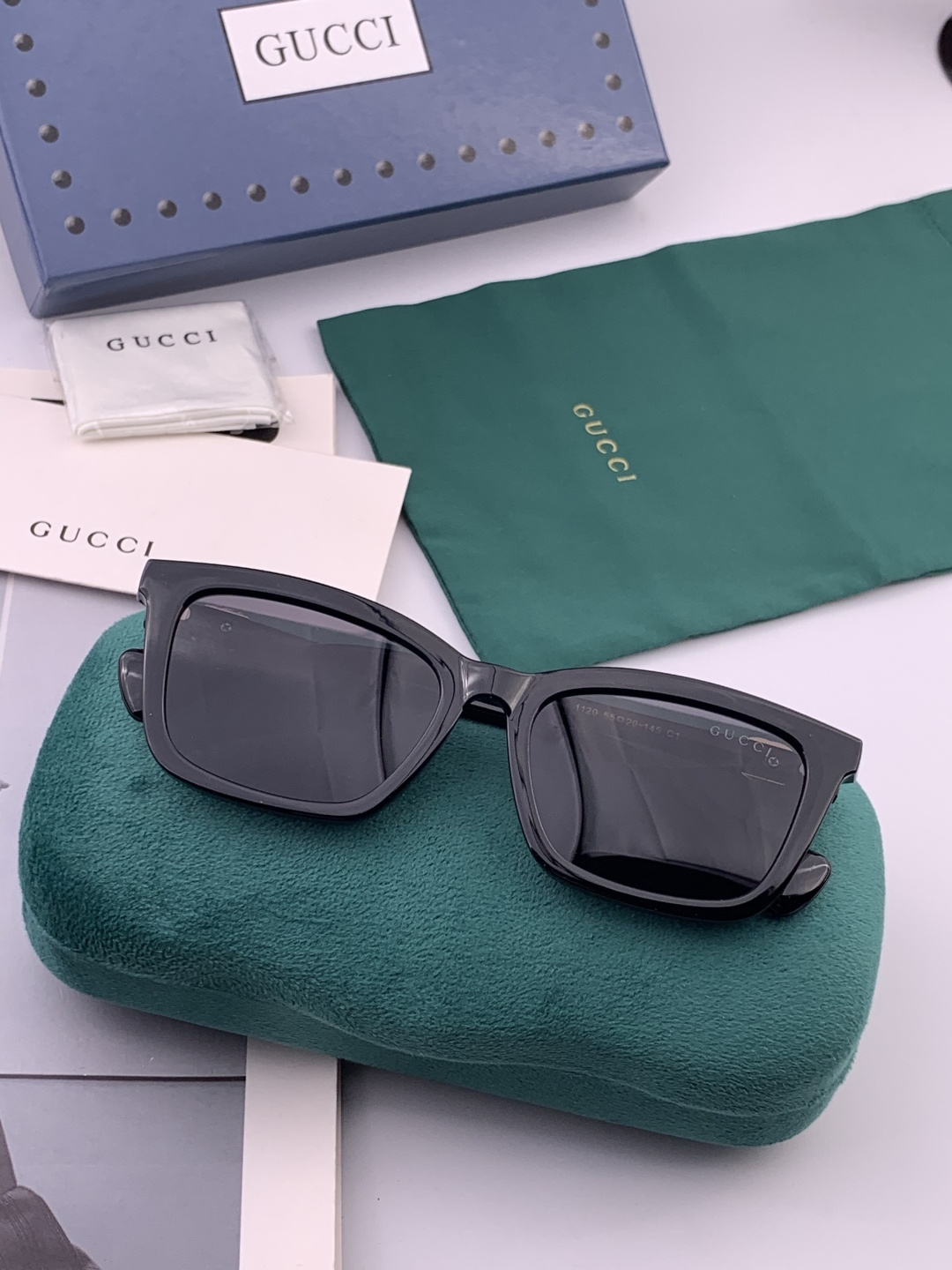 🔺 【GUCCI-偏光太阳镜】开春新款 潮流爆款 时尚方框偏光太阳镜 高品质 佩戴舒适 网红潮款墨镜 女
