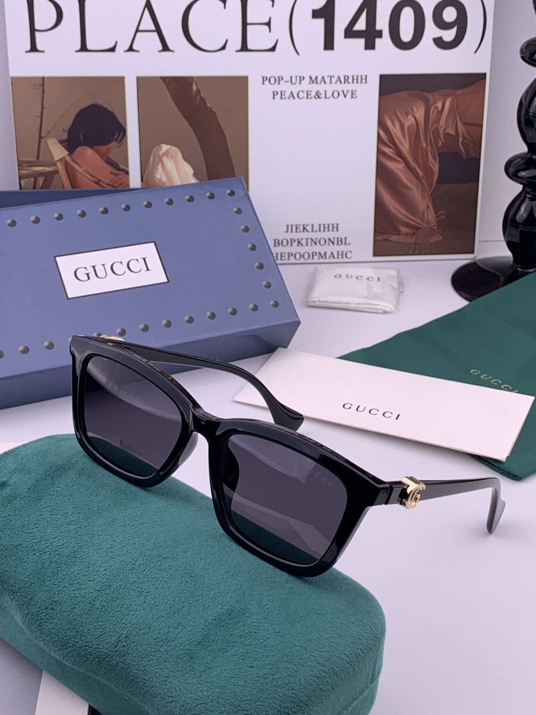 🔺 【GUCCI-偏光太阳镜】开春新款 潮流爆款 时尚方框偏光太阳镜 高品质 佩戴舒适 网红潮款墨镜 女