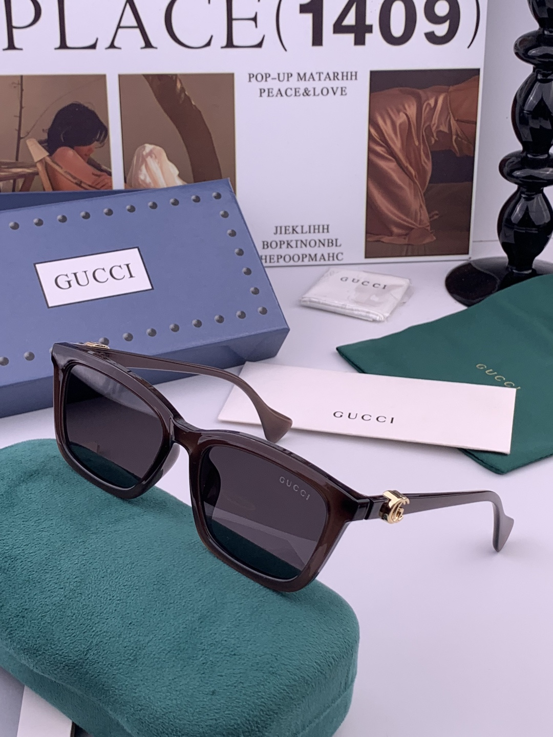 🔺 【GUCCI-偏光太阳镜】开春新款 潮流爆款 时尚方框偏光太阳镜 高品质 佩戴舒适 网红潮款墨镜 女