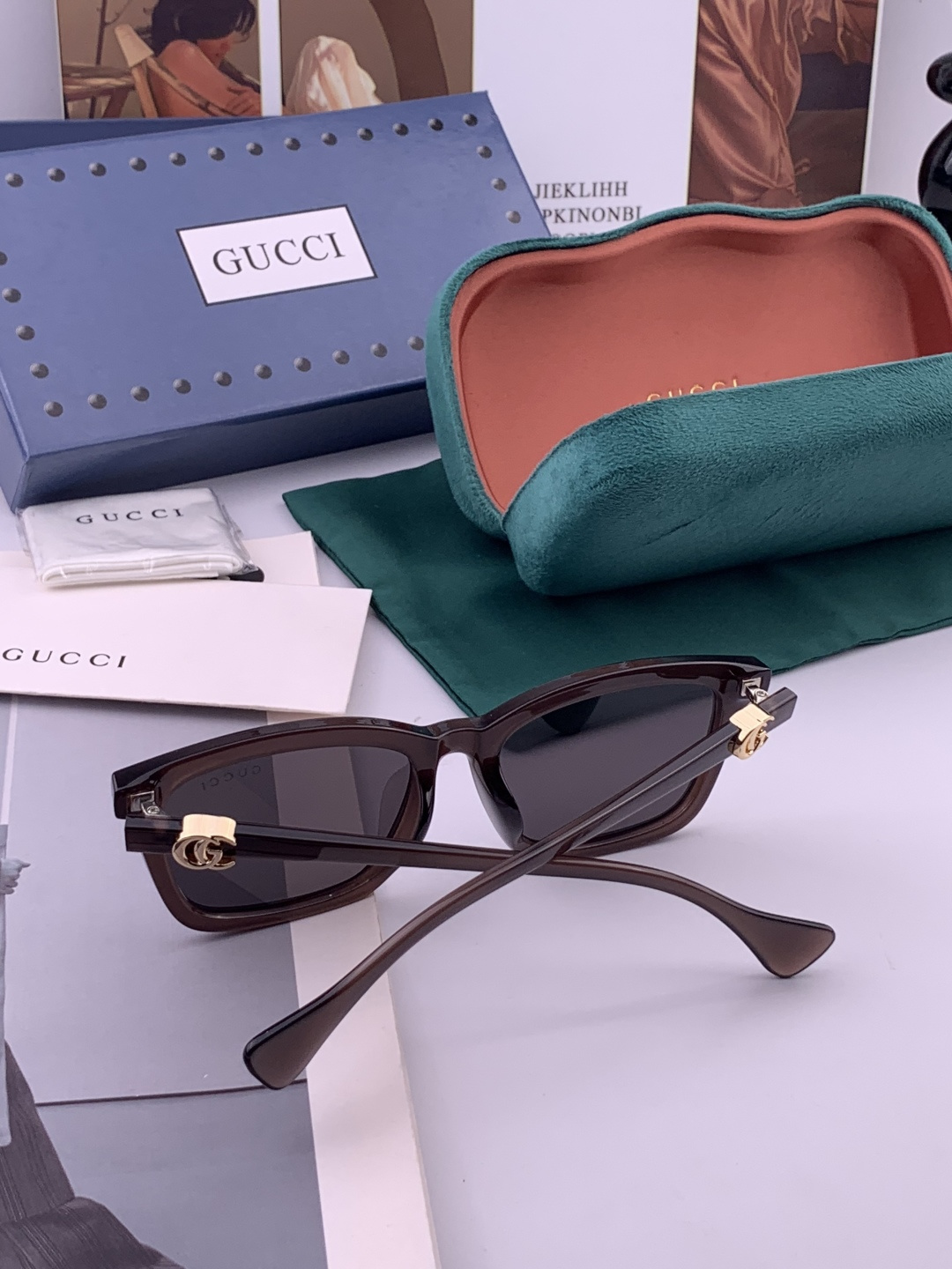🔺 【GUCCI-偏光太阳镜】开春新款 潮流爆款 时尚方框偏光太阳镜 高品质 佩戴舒适 网红潮款墨镜 女