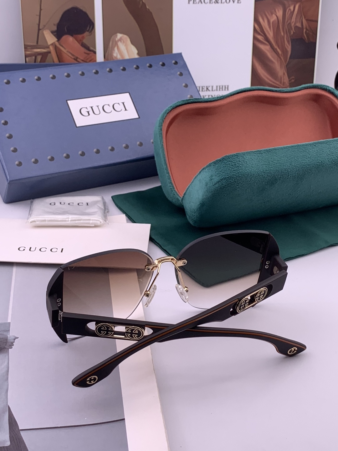 🔺 【GUCCI】开春新款 潮流爆款 时尚方框太阳镜 高品质 佩戴舒适 网红潮款墨镜 型号：G0296