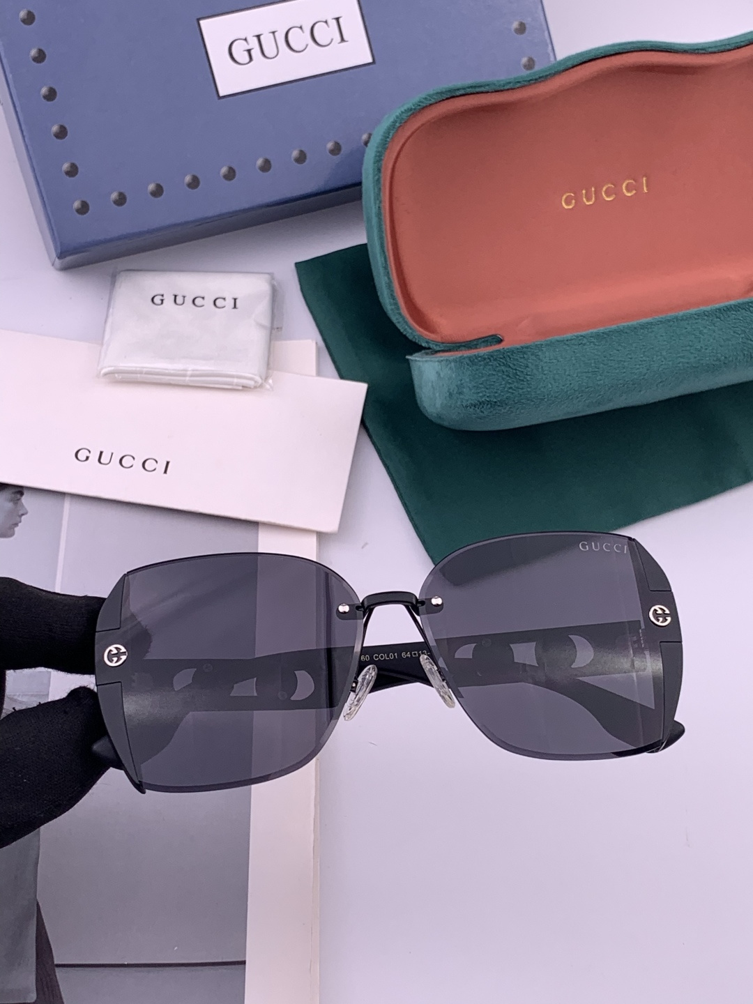 🔺 【GUCCI】开春新款 潮流爆款 时尚方框太阳镜 高品质 佩戴舒适 网红潮款墨镜 型号：G0296
