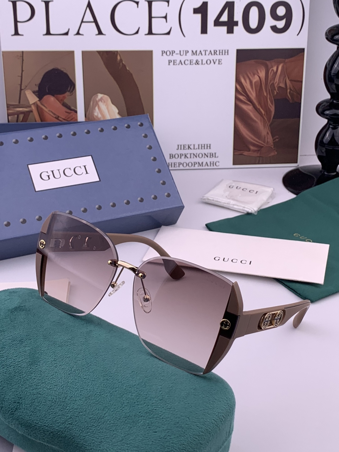 🔺 【GUCCI】开春新款 潮流爆款 时尚方框太阳镜 高品质 佩戴舒适 网红潮款墨镜 型号：G0296