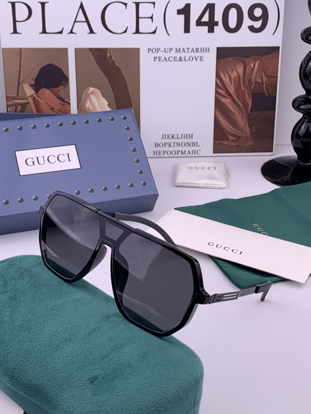 ♦️ GUCCI 新款男女情侣款太阳镜多边形墨镜iP电镀永不褪色 超轻超有弹性整幅眼镜无螺丝重要的是压不