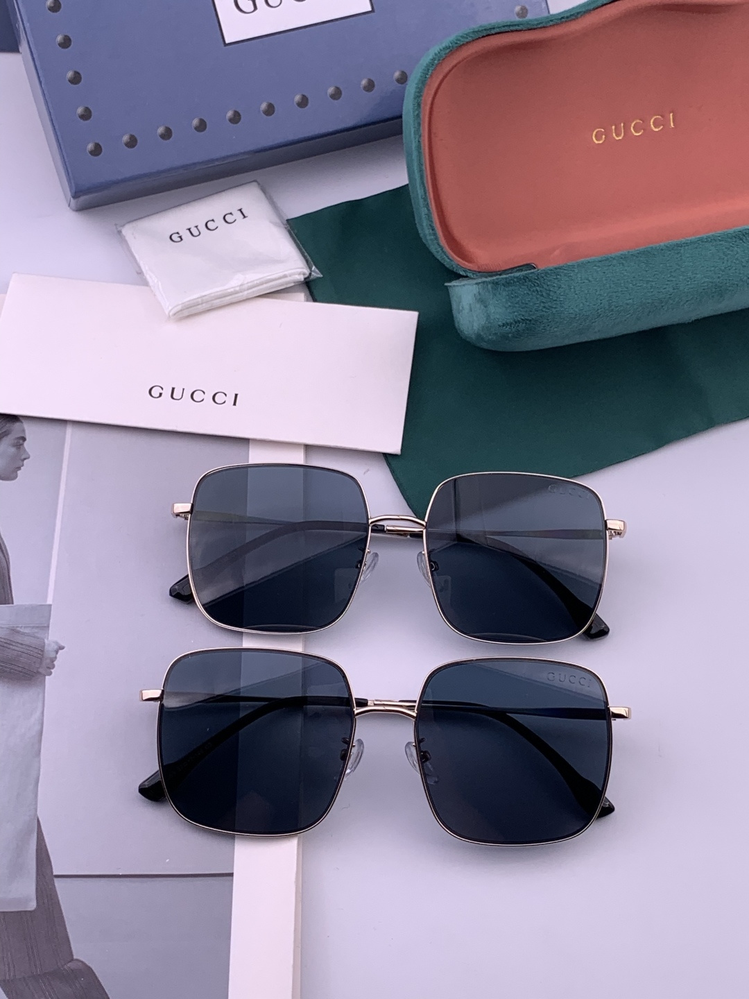 GUCCI 男款炫彩飞行员偏光太阳镜 ❤️材质：高清尼龙加厚卡槽高清偏光镜片 🌹无边框镜架💕颜👍型号：G