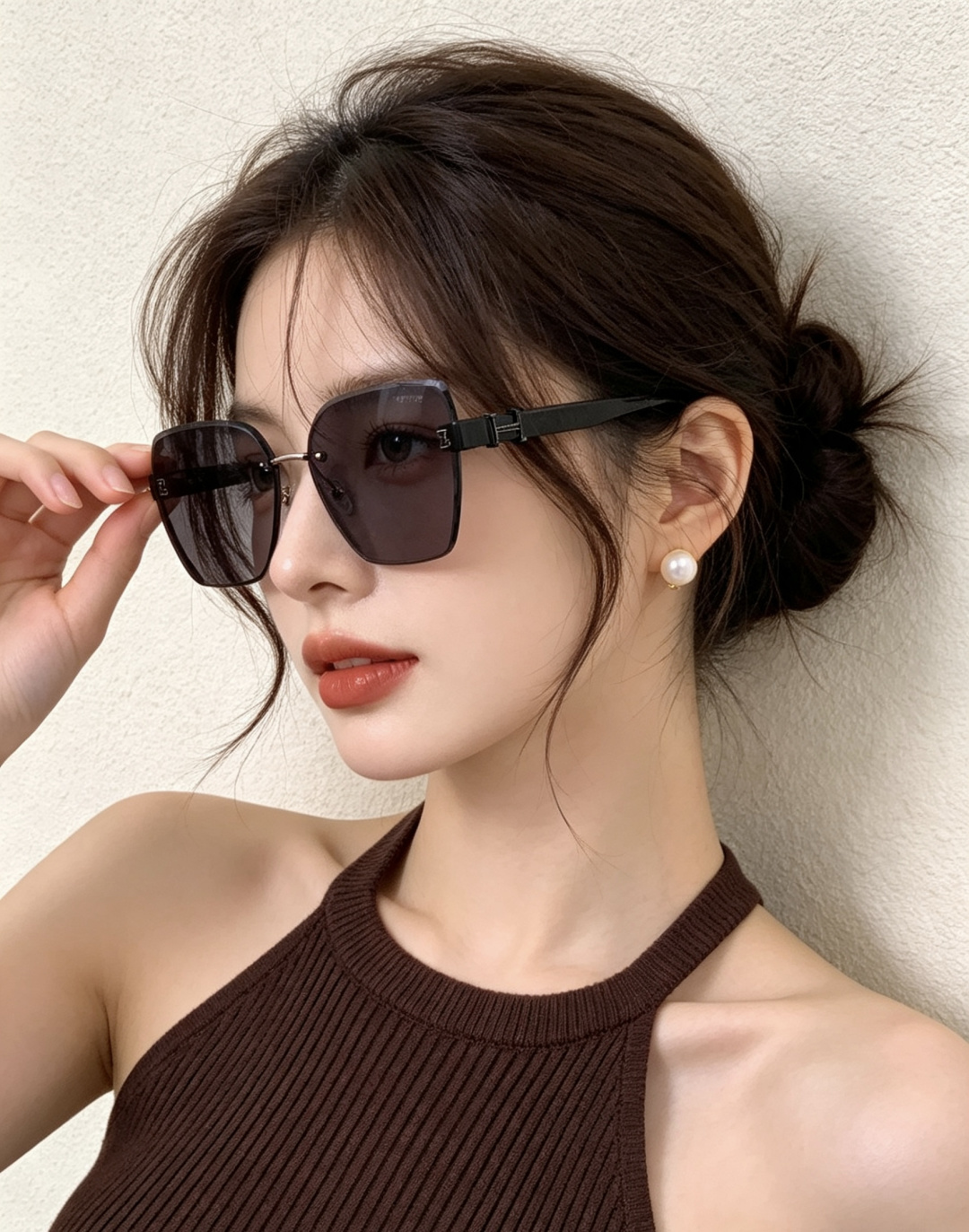 爱马仕 经典的方框设计，不挑脸型，无论搭配大衣还是连衣裙都非常显气质镜片预防紫外线 型号：H2101