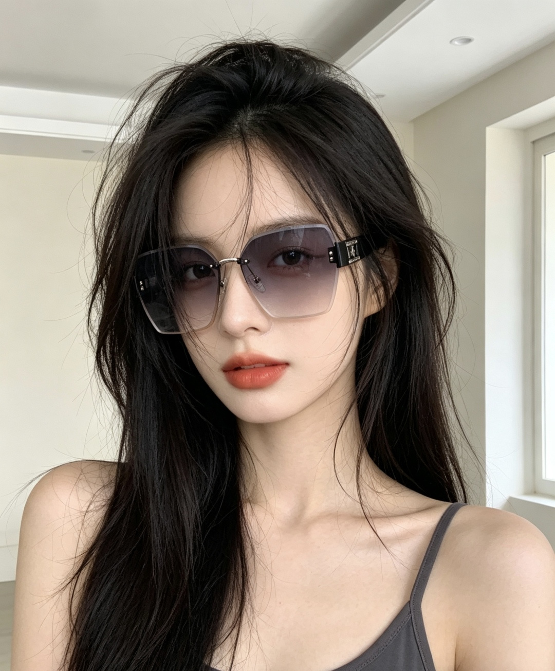 lv大框太阳镜墨镜经典的方框设计，不挑脸型，无论搭配大衣还是连衣裙都非常显气质预防紫外线 型号：L926