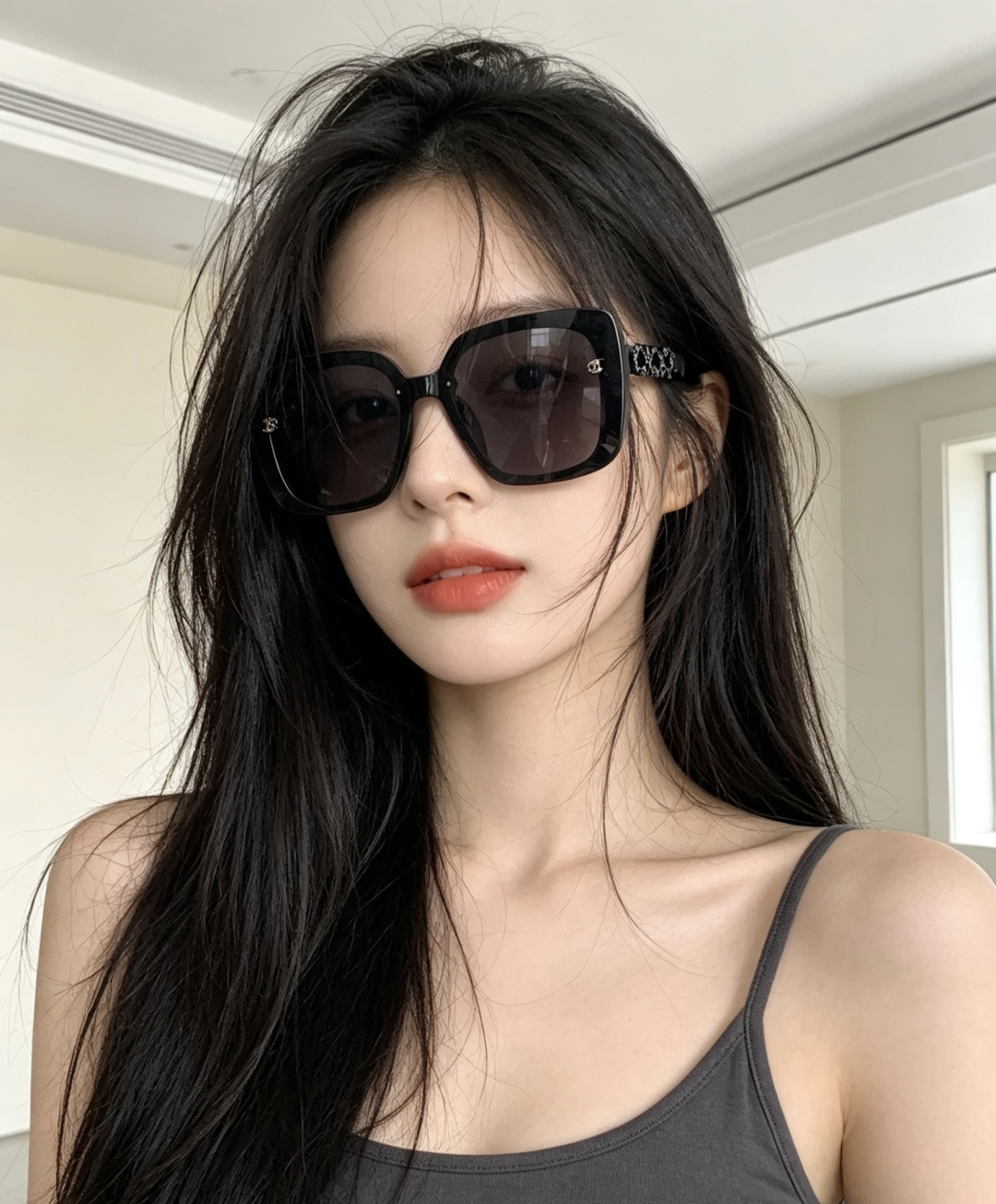 【CHANEL】香奈儿 新款潮流爆款 时尚圆框太阳镜 佩戴舒适 网红潮款墨镜 女士高清加厚偏光太阳镜🕶️